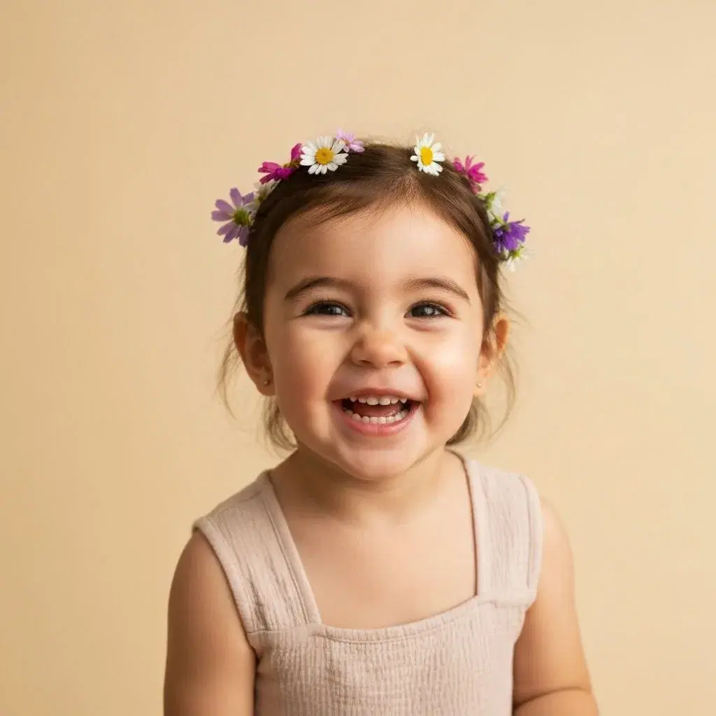 Toddler girl with flowers