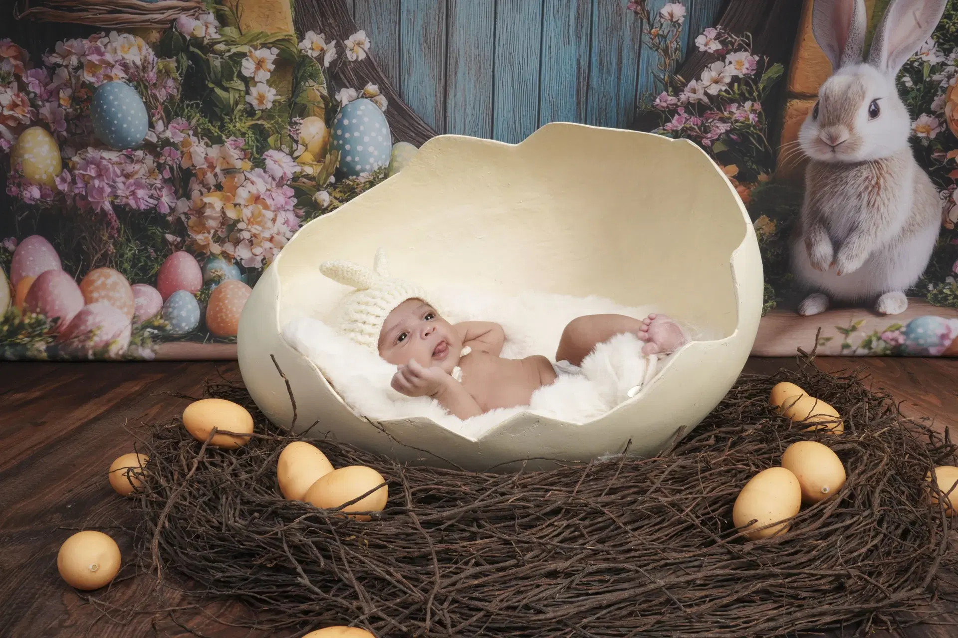 Newborn in Easter bunny egg nest set